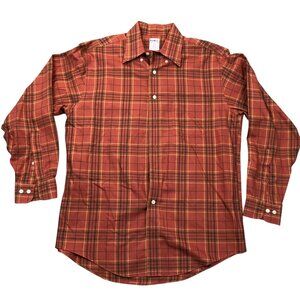 Brooks Brothers Men 346 Shirt Medium Plaid Long Sleeve Button Up Non-Iron Casual